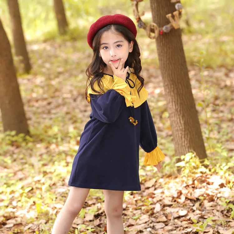

Toddler Girl Dresses Winter Autumn Spring 2018 Long Sleeve Baby Girl Cotton Children Princess Dresses For Party Blue Pink