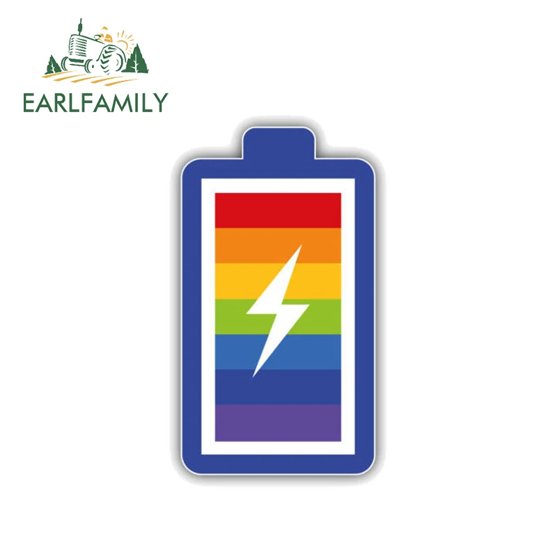 

EARLFAMILY 13cm x 7cm Personality LGTB Gay Pride Rainbow Battery PVC Decal Car Sticker Car Body Bumper Waterproof Accessories