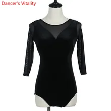 Костюм для латинских танцев, сексуальный марлевый Топ для латинских танцев с короткими рукавами, Женский Топ для латинских танцев, тренировочный костюм, топ для бальных танцев