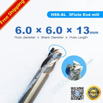 

New 10pcs 3flute HSS-AL 6mm endmill milling cutter machine tool CNC lathe tool 3F*6*6*13*57mm 6x6x13x57mm