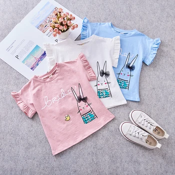 

2019 New Summer Item Girl Cute Print Short Sleeve T-shirt Three Colors