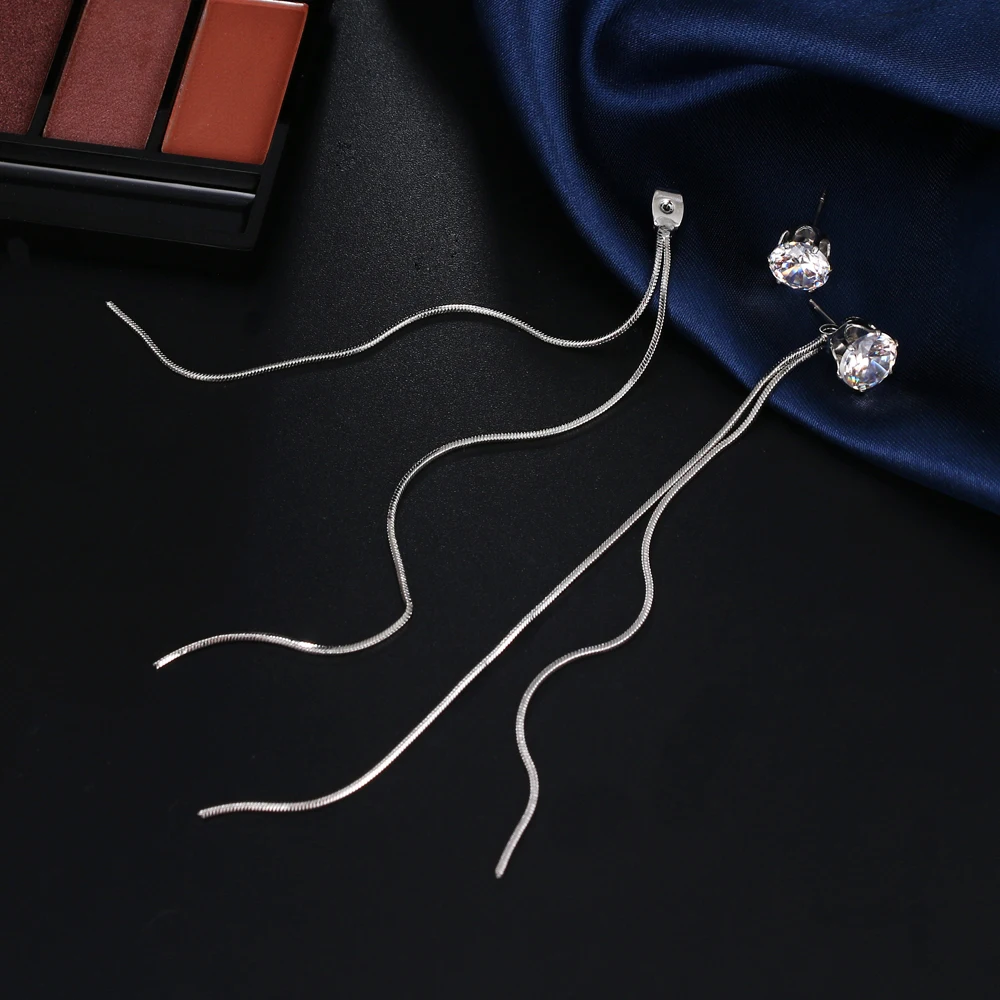 IPARAM New Fashion Silver Plated Dangle Hanging Gem Stone Rhinestone Long Drop Earrings For Women Jewelry brincos bijoux