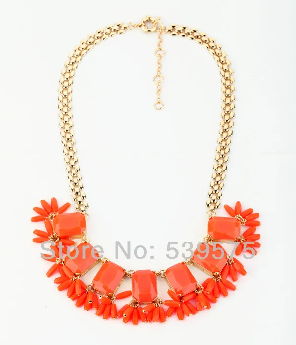 

2017 New Arrival Wholesale Fashion Women Wide Alloy Chain Orange Bohemia Vintage Choker Necklace Accessories