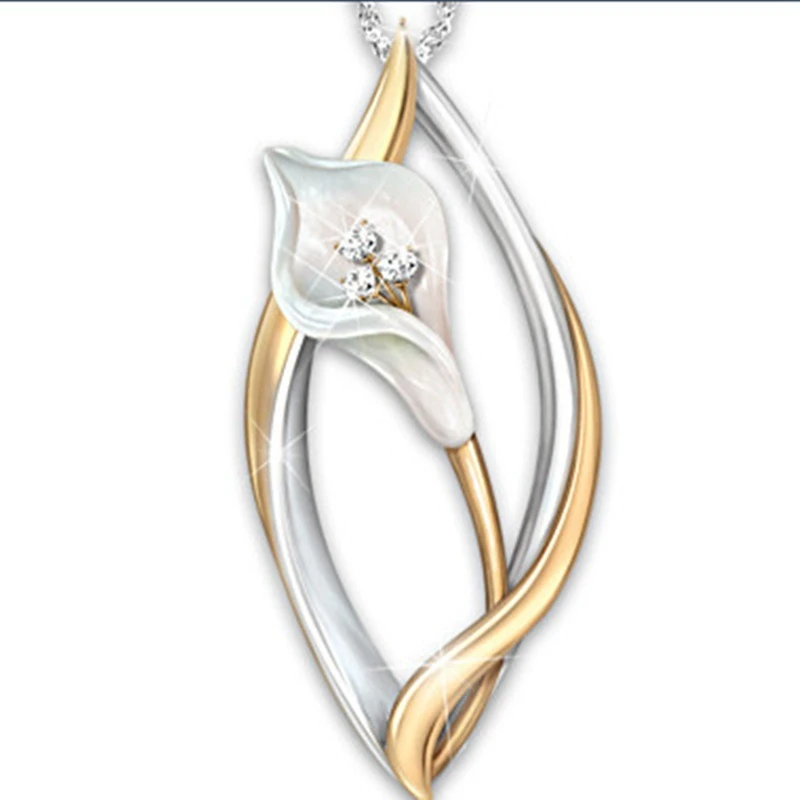 Креативный Кулон Шарм тюльпан цветок лист длинное ожерелье s& Подвески старинное ожерелье Модные ювелирные изделия для женщин