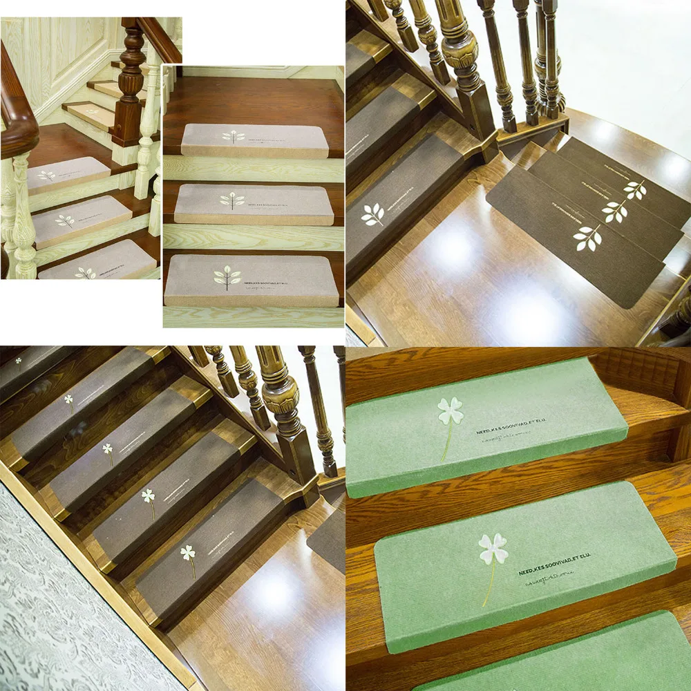 Self-Adhesive Stair Tread Mat Non Slip Step Staircase Rug Magic Button Pad 