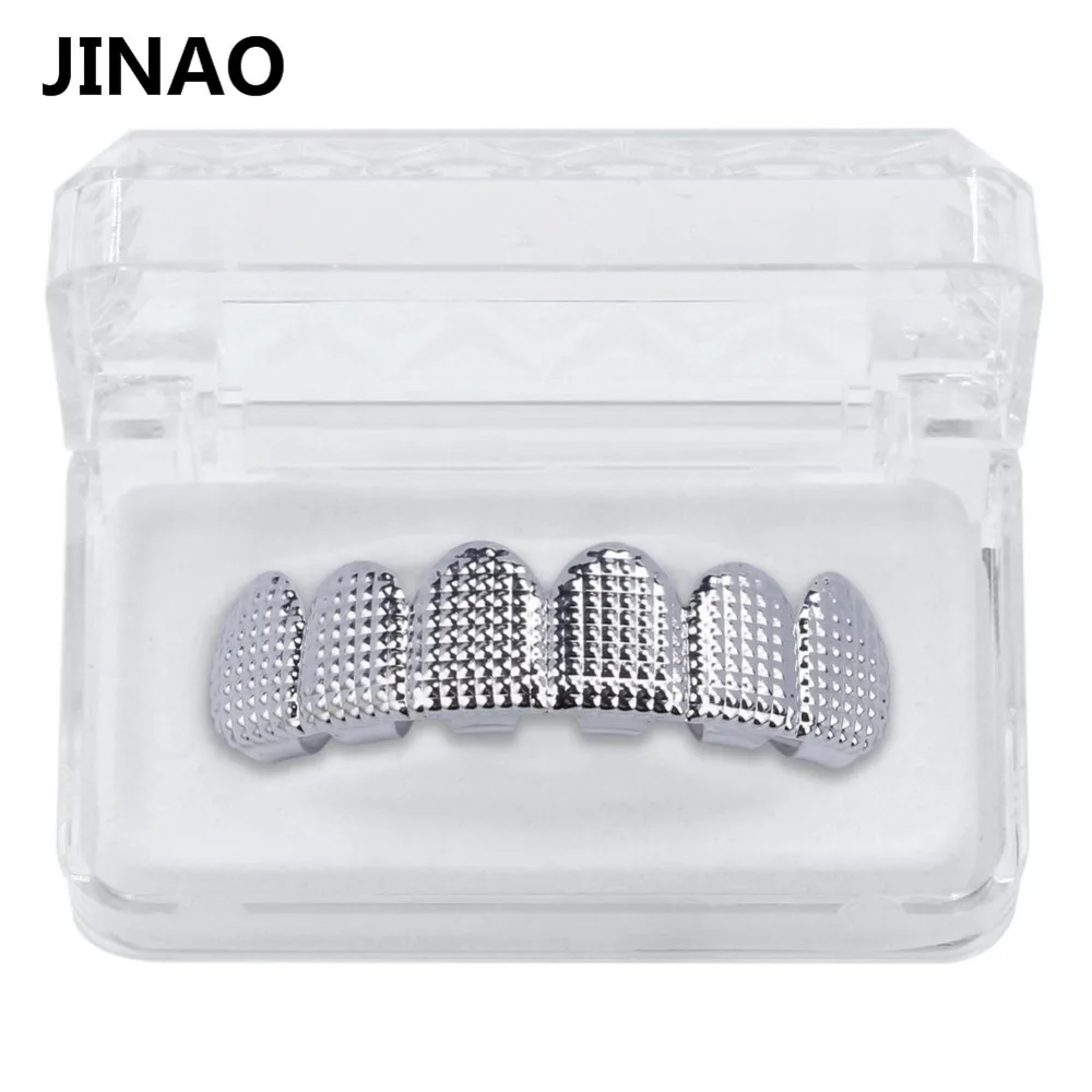 Jinao для хип-хопа рок золото и серебро цвет покрытием зубы Grillz с силиконовым Рождественский подарок для мужчин и женщин ювелирные изделия