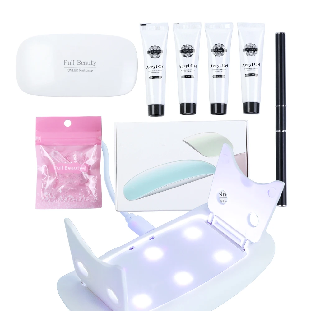 1 Set Nail Extension Manicure 9W UV LED Lamp No Harm Acrylic Gel Builder Mold Folding Nail Brush Nail Art Equipment Tools  1