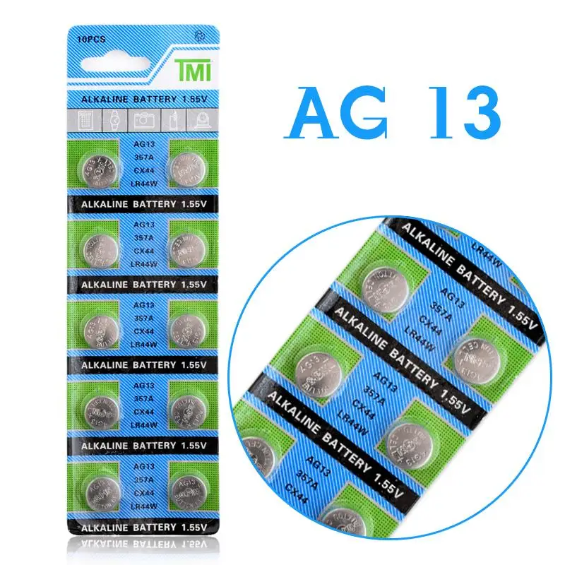 YCDC литий-10 шт. AG13 LR44 357A S76E G13 Кнопка сотового Батарея батареи 1,55 V SR44 SR44SW SR44W SR47 V13GA V303 V303