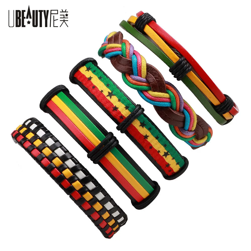 

UBEAUTY Adjustable Multilayer Leather Bracelet Braid Rope Wrap Bracelets for Women Men Jewelry Pulseira Masculina Charm Bracelet