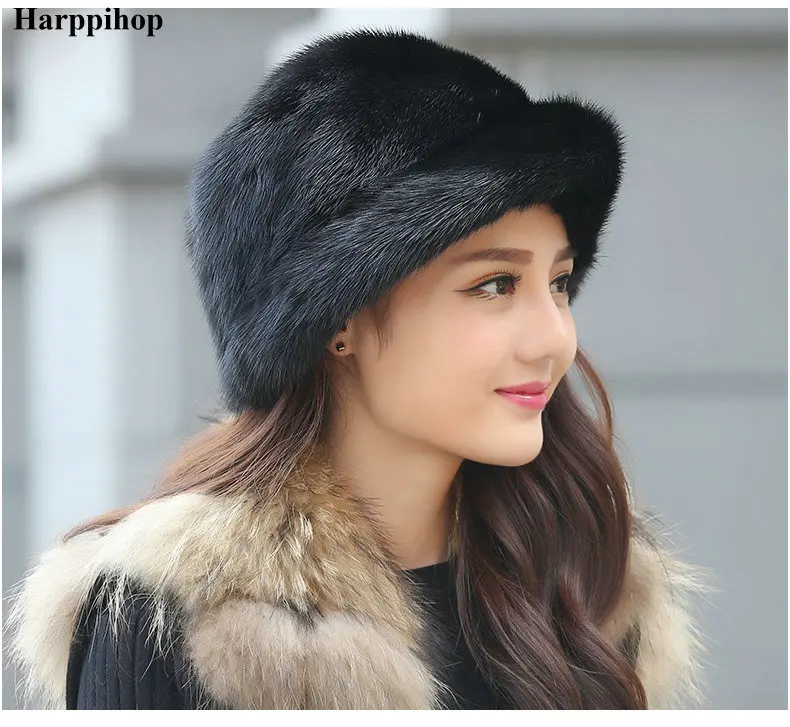 

Winter 2017 women's full leather fur hat mink skin hat fur hat female