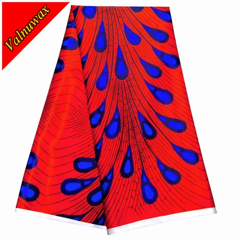 

High Quality Red color Dutch Wax Hollandais style prints 100% Polyester 5yards Satin Printed Fabric for Sewing Wedding QD