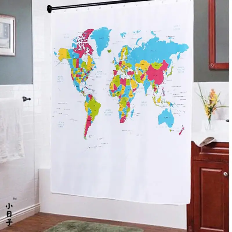 Новые Карта мира душ Шторы s 3d узор Дизайн Творческий Ванная комната полиэстер Душ Шторы Водонепроницаемый 12 крючков