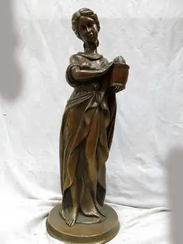 

17" China brass copper carved beautiful sculpture belle beauty Statue #3