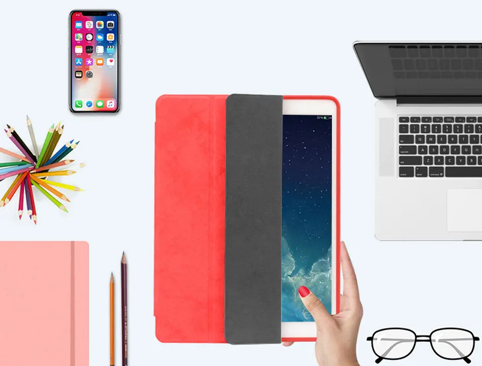 Tablets Case For iPad 5 6 8 9.7 Inch PU Leather Smart Tri-folded Protective Cover Soft Silicone Bag Edge For iPad 9.7 2018 Case-10