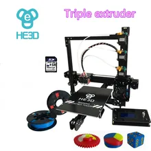 2017 Последним prusa EI3 тройной сопла большой размер печати 3D комплект принтера с 2 рулона нити + 8 ГБ SD карта в подарок