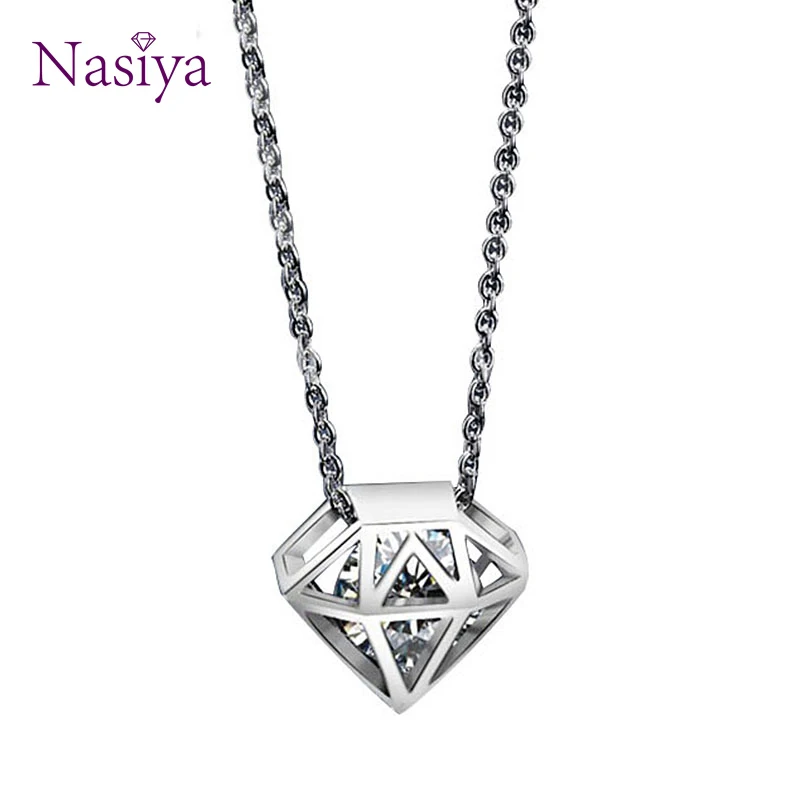 

Solid Sterling Silver 925 Necklace For Women Fine Jewelry Zircon CZ Hollow Out Pendant Korean Style Valentines Gifts