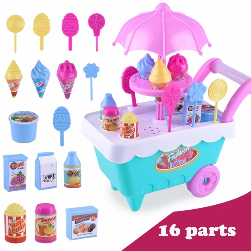 Juego de carrito de helado de plástico para niños, juguete para juego de comida de educativo, regalo de cumpleaños, 20|Juguetes de cocina| - AliExpress