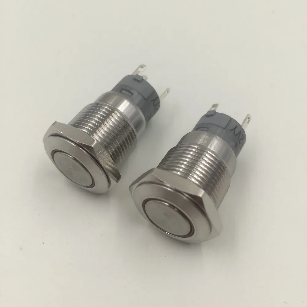 ONPOW 16mm DC12V Matel Latching Push Button Switch Orange LED ring