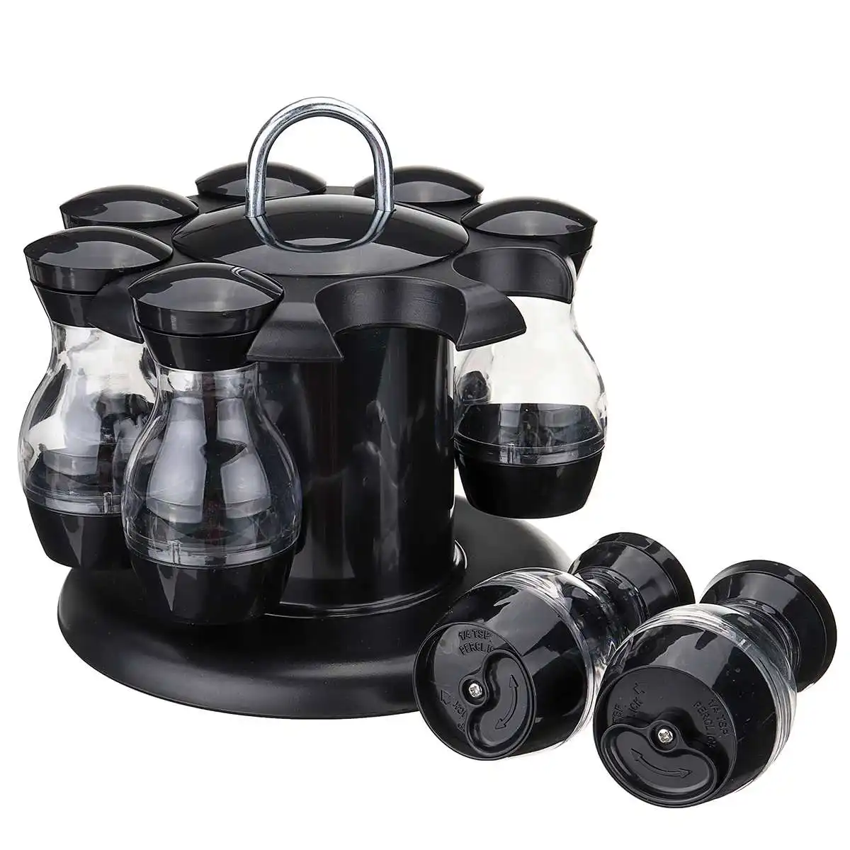 8Pcs 1 слой/2 слоя s 360 Вращающаяся Стойка для банок для специй кухонная столешница дисплей бутылка-Органайзер держатель Подставка Полка баночки - Цвет: 8Pcs