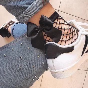 

Women Ruffle Fishnet Ankle High Socks Mesh Lace Fish Net Short Socks