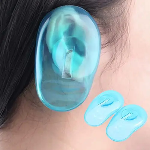 

2 Pcs Clear Silicone Ear Cover Home Salon Hair Dye Shield Protectors Blue Newest