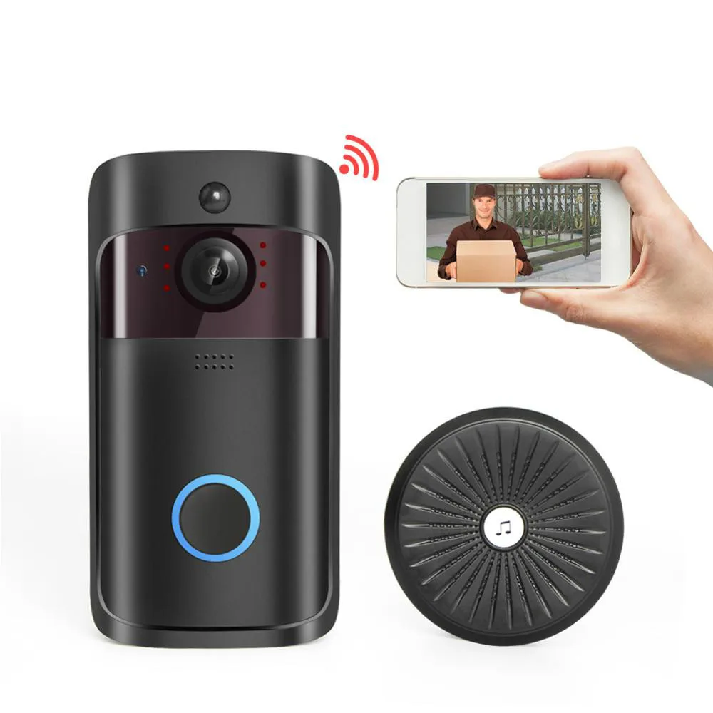 Ночное видение 720 P беспроводной умный WiFi дверной звонок видео визуальная запись удаленный домашний мониторинг безопасность Wi-Fi дверной Звонок
