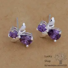 AE655 серьги из стерлингового серебра 925 пробы, модные ювелирные изделия из серебра 925 пробы, фиолетовый галстук/bwraknya egiamxpa