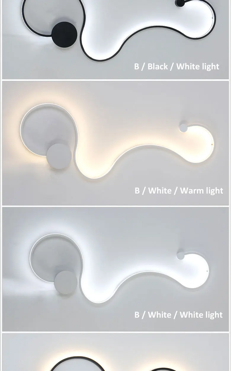 Moderno e Minimalista Lâmpada de Parede Pintura de Ferro Sala de Estar Conduziu a Iluminação Ac96-265v do Quarto Criativo Preto Branco Levou Interior Decoração Faça Você Mesmo - 8 Cheap Luminárias de parede