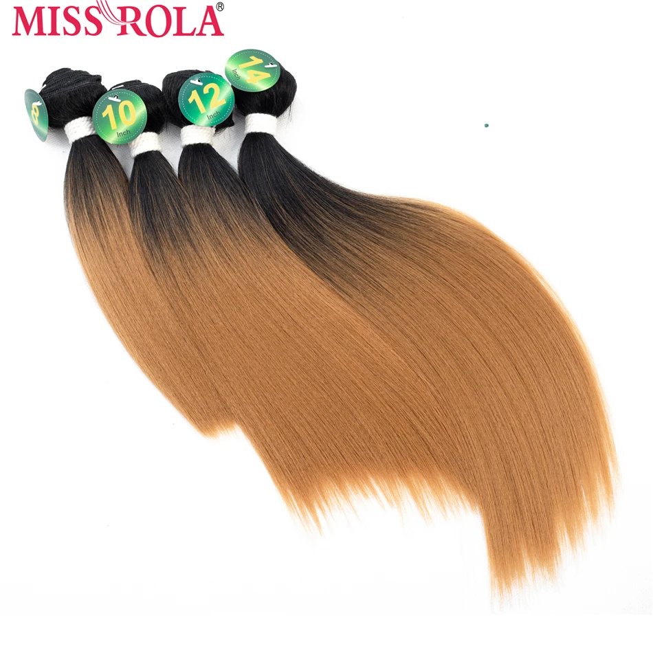 

Miss Rola Synthetic Straight Hair Weft Ombre Colored Hair 8-14inch 4+1pcs/Pack 200g T1B/27 Weaving Bundles With Free Closure