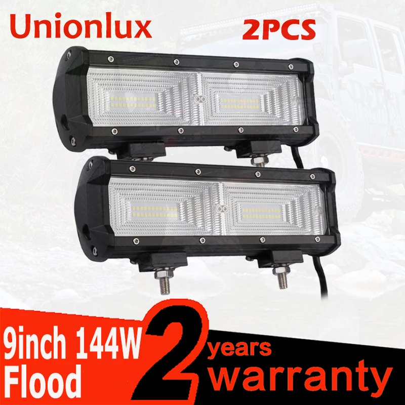 

2PCS 9 inch 144W Flood Beam Tri-row LED Bar LED Work Light Bar Offroad Boat Car Tractor Truck 4x4 SUV ATV 12V 24V Fog Lamp