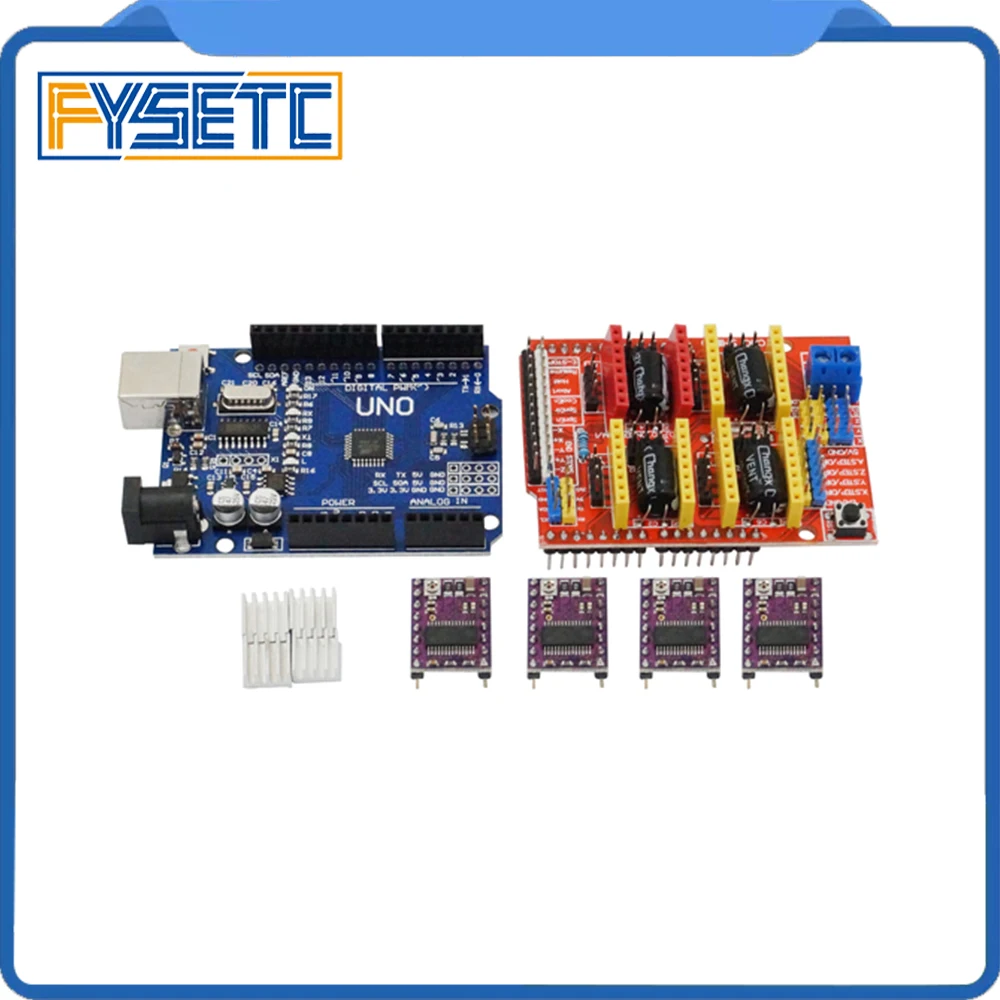 

Free shipping! New CNC Shield v3 Engraving Machine / 3D Printer / +UNO R3+ 4pcs DRV8825 Driver Expansion Board For Arduino