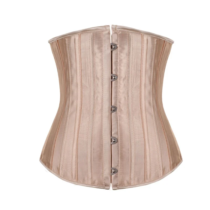 Satin Corsets and Bustiers High-end Steampunk Gothic Lace Up Steel Boned Corset with T-back Strapless Brocade Corselet for Women - Цвет: Apricot