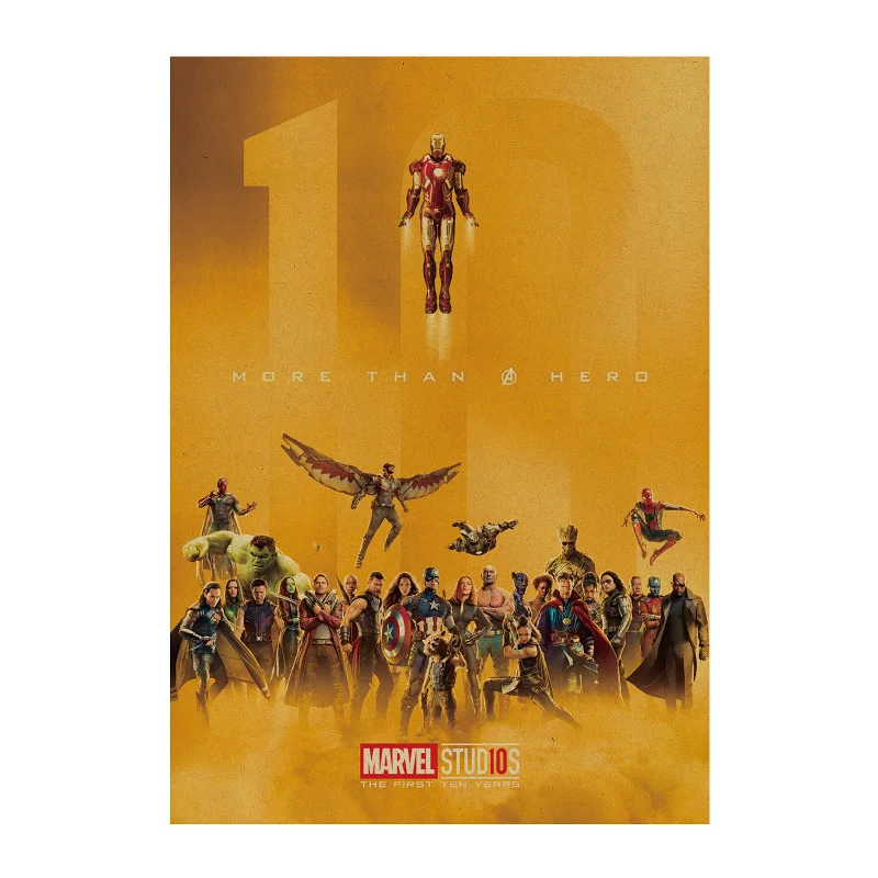 

Avengers Marvel Figures Toys Iron Man Captain America Spiderman Batman Vintage Kraft Paper Home Decor Kids Toys poster present