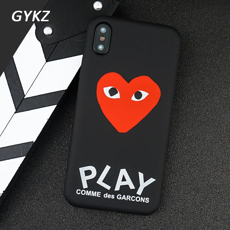 

GYKZ Japan Comme des Garcons Heart Matte Soft Phone Case For iPhone XS MAX XR 7 X 6 6s 8 Plus Cover Black Slim Coque Fundas