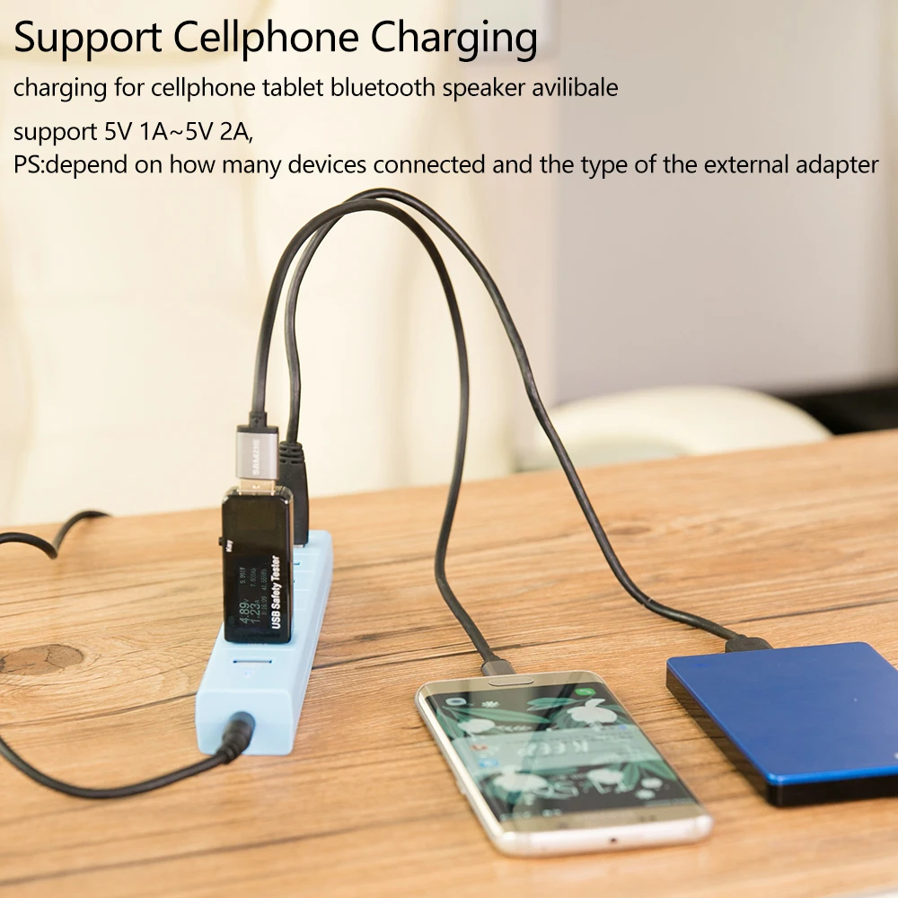 Samzhe فائق السرعة المحمولة 7 منافذ usb 3.0 hub 5 فولت 2a شحن لأجهزة ultrabook/pc/مفكرة/المكتبي مع إمدادات الطاقة