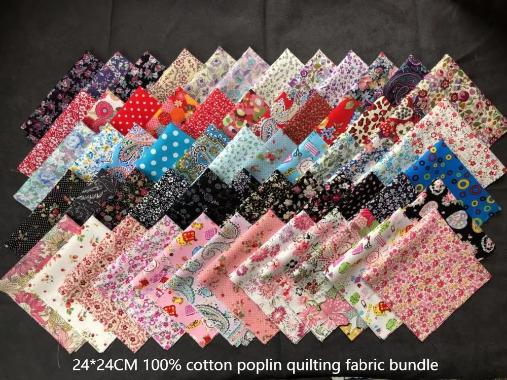 

12pcs 24*24cm cotton poplin printed fabric for DIY sewing quilting patchwork cloth Needlework Handmade Material doll clothing