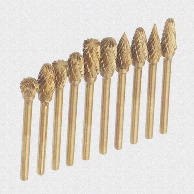 

New 10pcs/Box Rotary Burrs Metalworking Rotary Files Tungsten Carbide Steel Rotary Burr Bit Set qiang