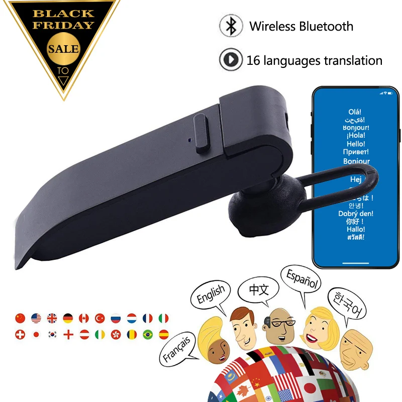 Мини беспроводной Bluetooth переводчик наушники Смарт 16 языков мгновенный перевод наушники мобильного телефона гарнитура голосовой переводчик