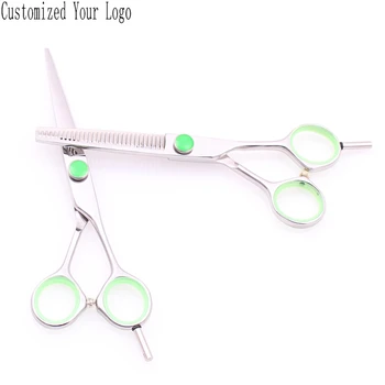 

C1121 6" 440 Customize Logo Salon Hairdressing Scissors Straight Shears Thinning Scissors Professional Hair Scissors Finger Rest