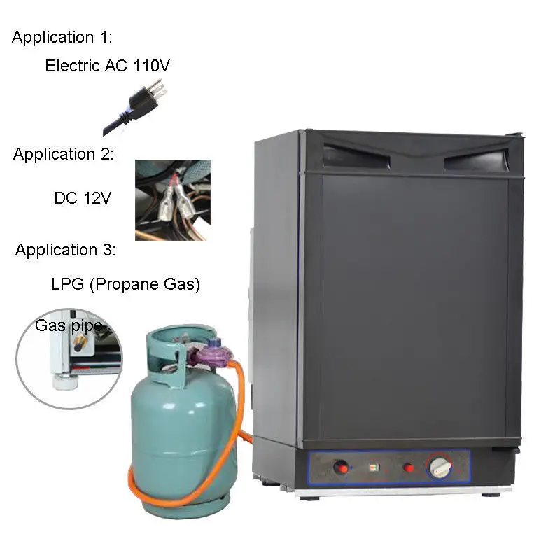 

SMAD 1.4 cu ft LP 3-Way Propane LP Absorption Refrigerator Trailer Camping Fridge Vacation Home RV Freezer