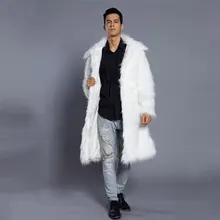 Осенне-зимнее Новое мужское пальто из искусственного меха, мужское длинное пальто большого размера, цвет белый/черный/серый/коричневый