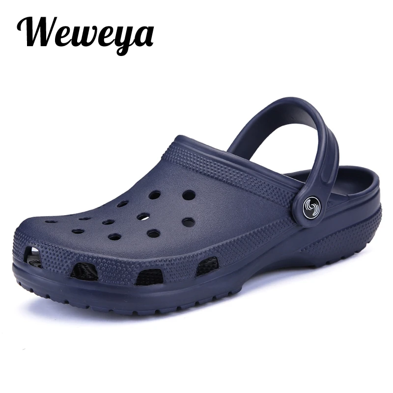 

Weweya Size 46 Men Beach Sandals Summer Slippers Unisex Shoes Croc Fashion Casual Flat Slip On Flip Flops Man Hollow Water Shoes