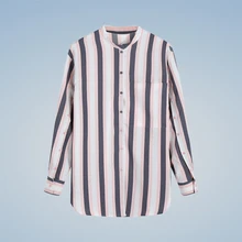 2018 New Women color striped shirt stand collar Buttons Pockets long sleeve blouse autumn casual tops Blusas Women’s Shirts