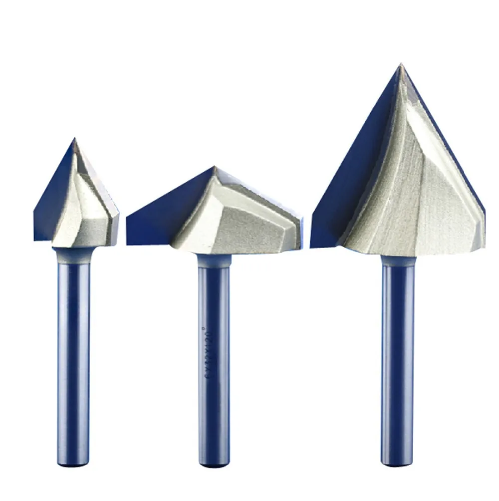 1Pc 6mm Overall Length 61 mm 3D CNC Engraving V Groove Router Bits