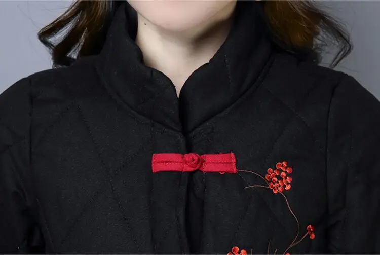 Anteef плюс размер хлопок винтажная одежда с цветочной вышивкой Повседневная Длинная свободная осенне-зимняя куртка пальто 2019 женская
