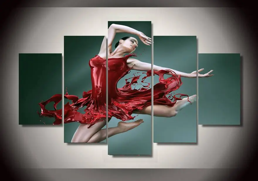 

HD Printed Dance of the red skirt girl 5 piece canvas art picture painting wall art room decor poster canvas Free shipping/F035
