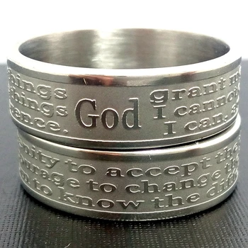 

50pcs Engrave English Serenity Prayer Wedding party Rings Men's Women's Jesus Religious Fashion Jewelry Gift Wholesale