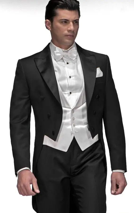 

Custom Made Groom Tuxedos Handsome Black Formal Wear Wedding Party Groomsman Suit Men's Suit ( jacket+Pants+vest+tie)