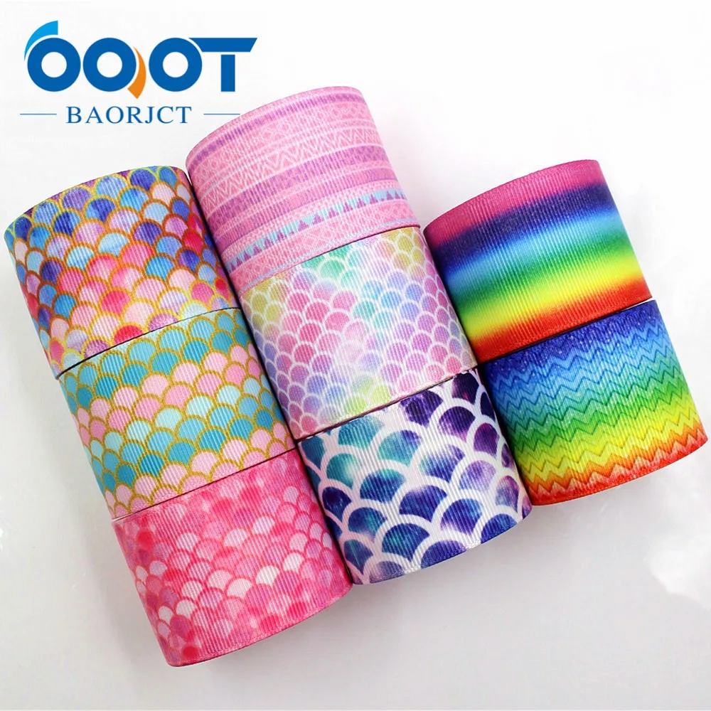 

OOOT BAORJCT 183176 38mm 10yards Cartoon geometry Ribbons Thermal transfer Printed grosgrain Wedding Accessories DIY material