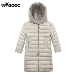 WABOOC/осенне-зимняя однотонная пуховая куртка для мальчиков и девочек, пуховое пальто с капюшоном, верхняя одежда